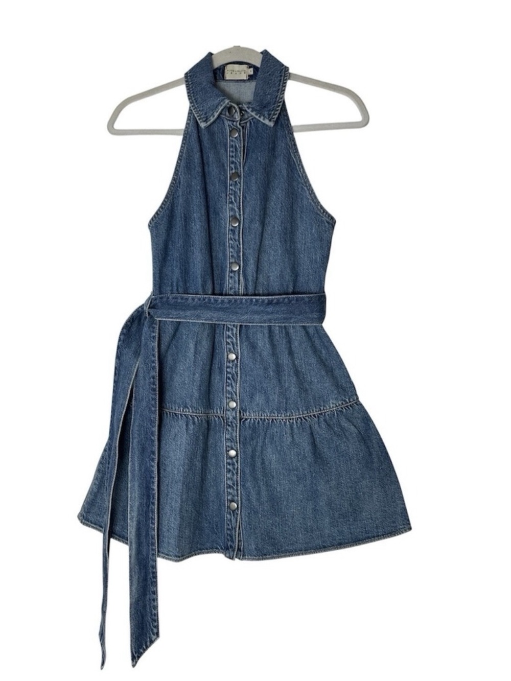 Alice + Olivia Jeans Sleeveless Denim Tie-Waist Dress - Blue - Picture 1 of 6